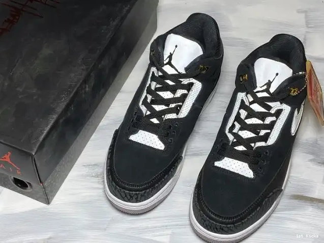 1st Kicks Jordan 3 Air CK4348-007 Black Grey Tinker Cement 0623